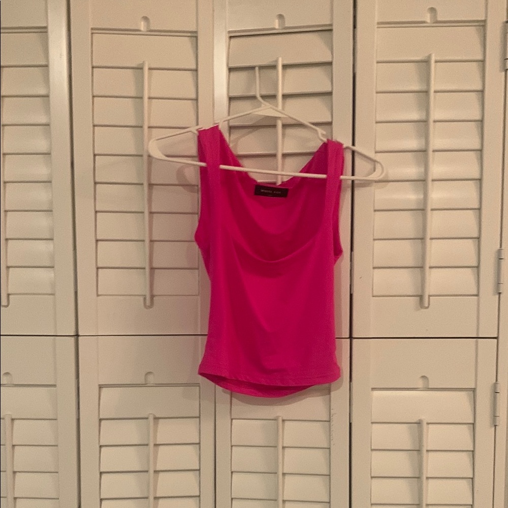 White Fox Fitted Pink Tank Top